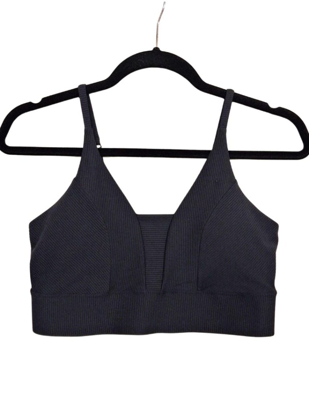 OLD NAVY ACTIVE Bralette Powersoft Light Support Go Dry Black Ribbed Athletic M
